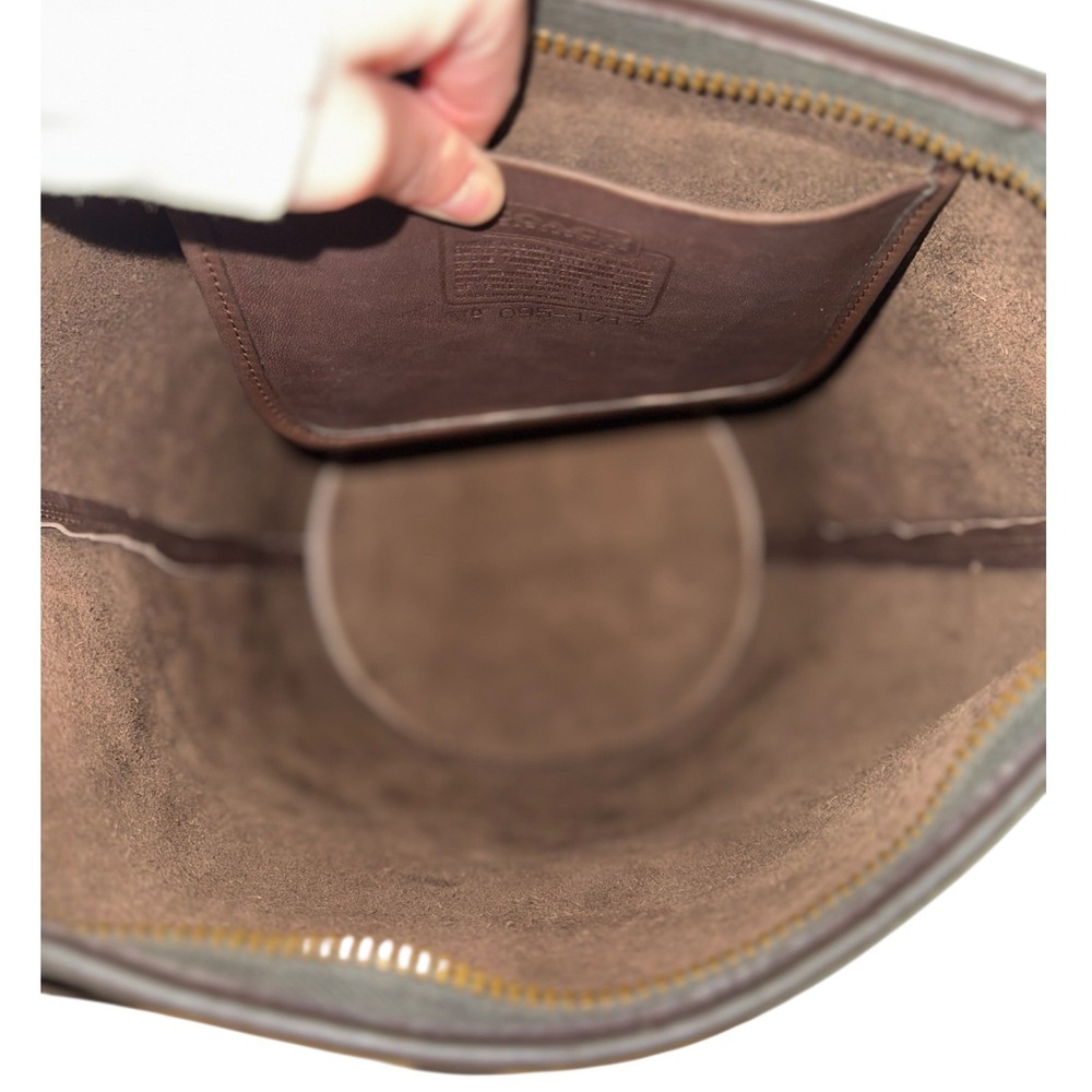 Vintage Coach Duffel Sac Bucket Bag Dark Brown Leather Brass 9085 Large Hobo - Picture 14 of 16